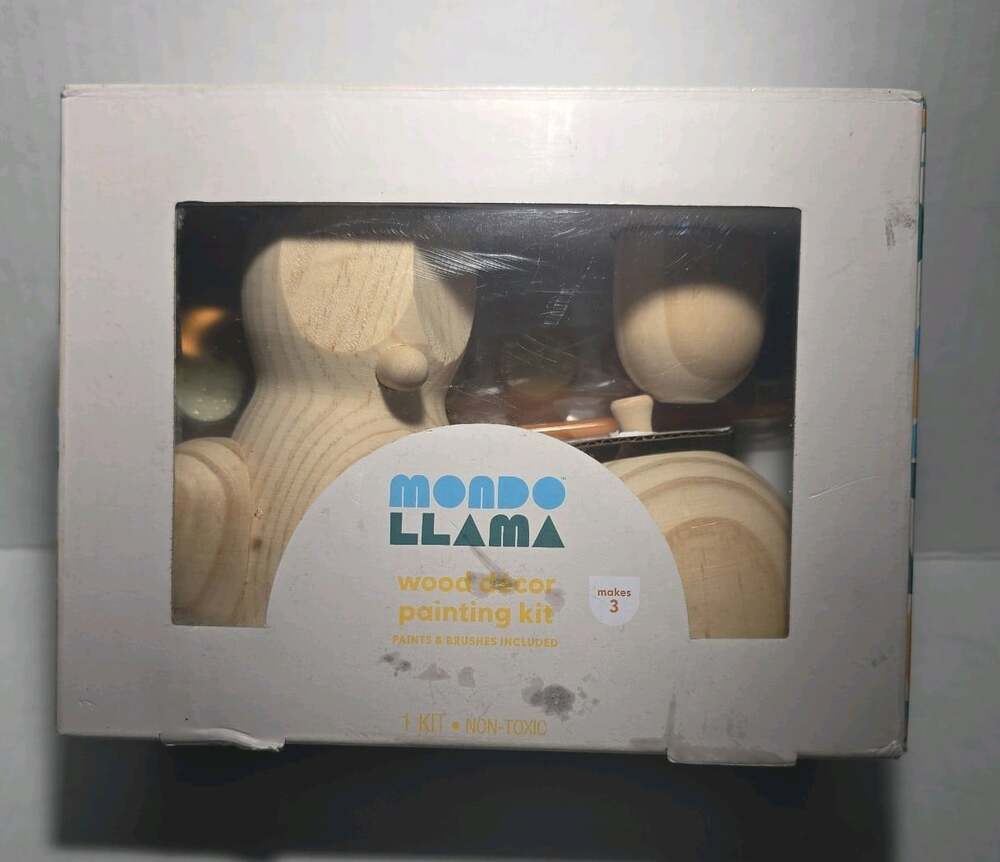 Mondo Llama Wood Turned Figurines Painting Kit Makes 3 Paint & Brush Included